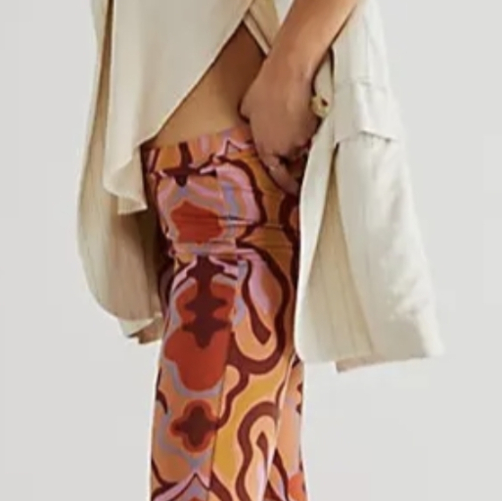 Free People Paisley Make A Statement Fun Flare Pants Boho Womens - Picture 3 of 5
